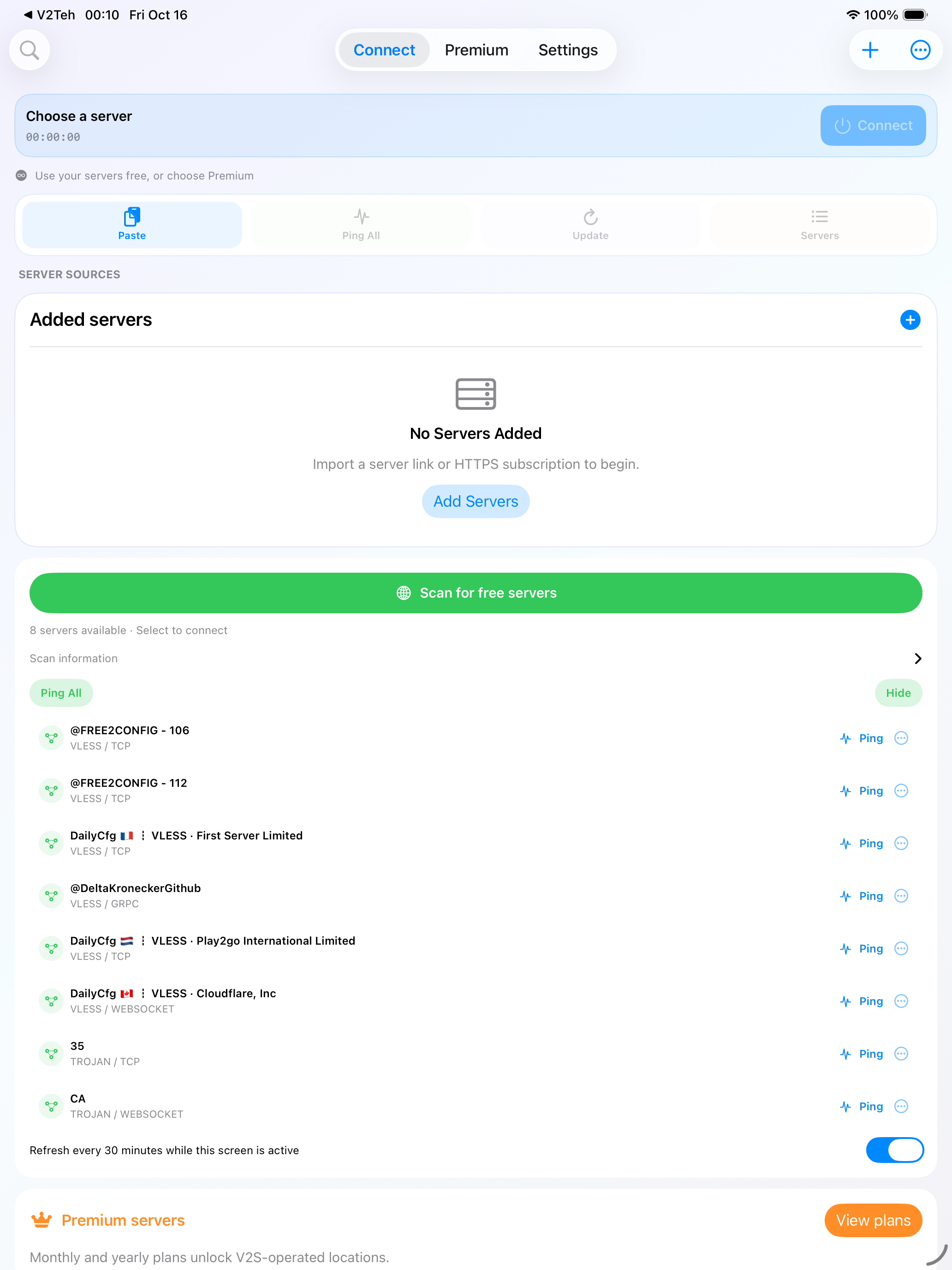 V2S iPad free server interface